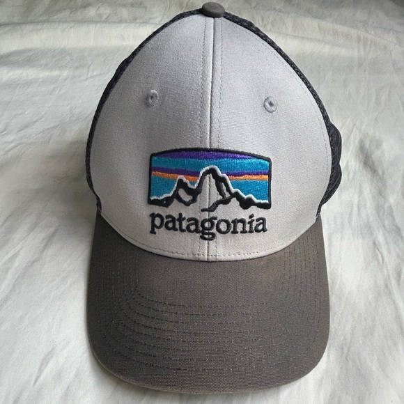 Patagonia Other - Patagonia Gray and White Cap with Mountain Design